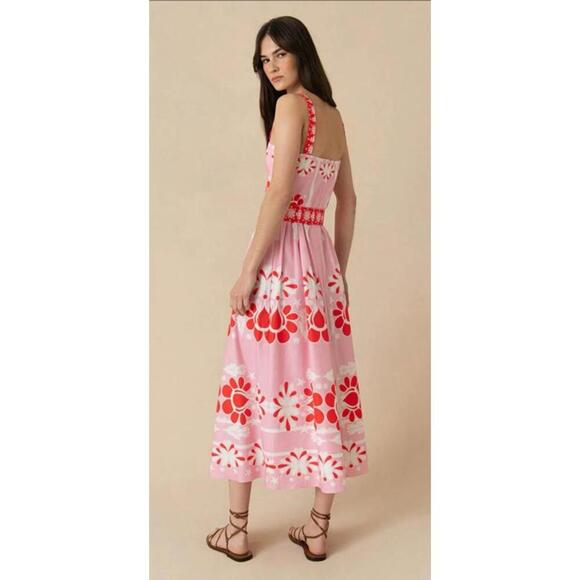 BORGO DE NOR Ninet Dress Geo Flower Pink $835 NWT UK 18 US 14 Tuckernuck - Picture 4 of 9
